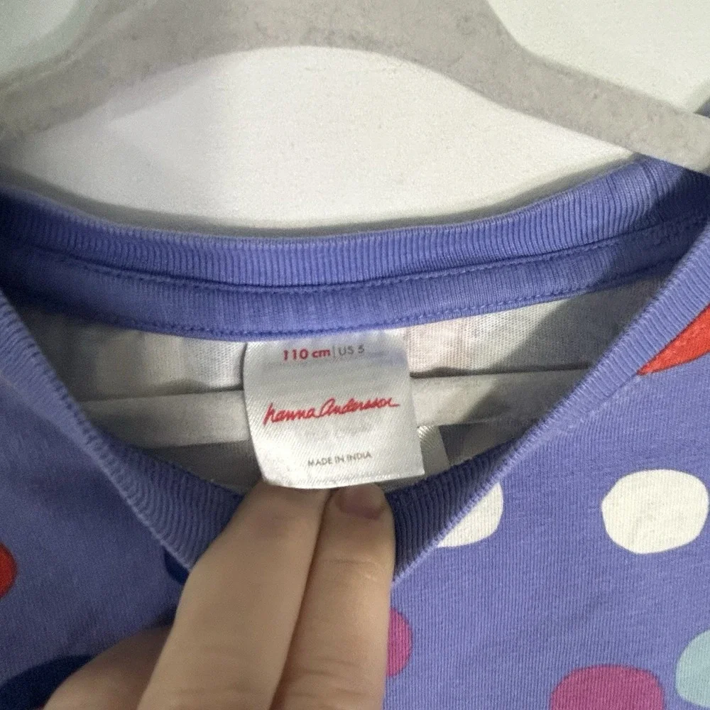 Hannah Anderson Girls Dress Multi Poka Dit Ling Sleeves Purple Size 5 READ****